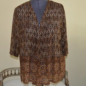 NWT Catherines 3X Brown Cardigan Top 3/4 Sleeve